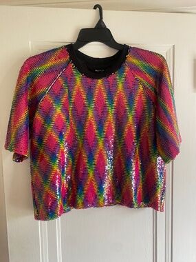 Nasty gal rainbow sequin top